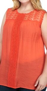 New Directions Sleeveless Lace Yoke Top